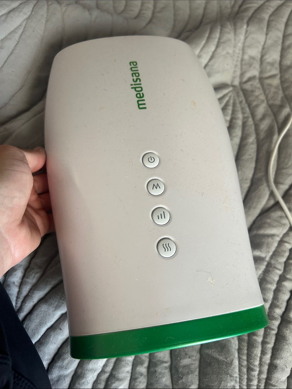 Medisana White and Green Electric Hand Warmer / Massager